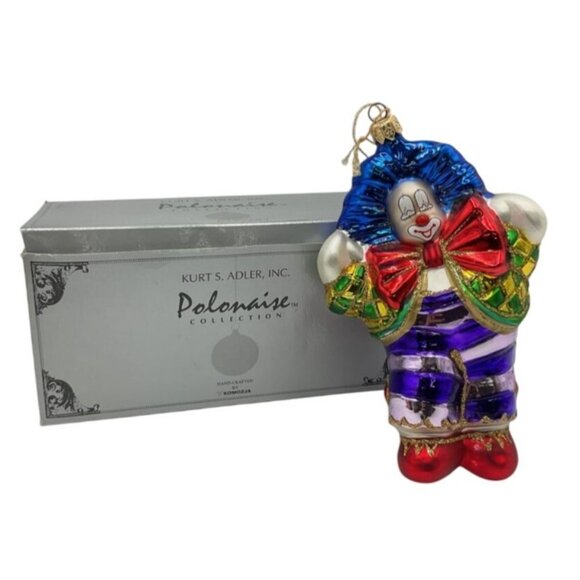 Vintage Ornament Kurt S. Adler Polonaise Collection Handcrafted Glass Clown Box - Picture 1 of 8